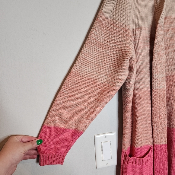 Torrid Pink Ombre Stripe Slouchy Duster Knit Sweater.  Size large (0) - Picture 13 of 16